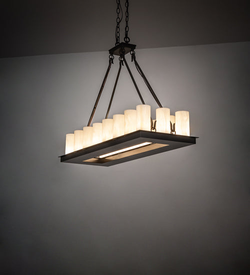 Meyda Lighting Loxley 40" 18-Light Timeless Bronze Island Chandelier With Creme Carrare Cylindres Shade