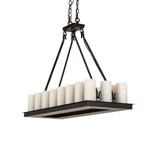 Meyda Lighting Loxley 40" 18-Light Timeless Bronze Island Chandelier With Creme Carrare Cylindres Shade