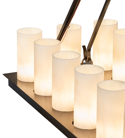 Meyda Lighting Loxley 40" 18-Light Timeless Bronze Island Chandelier With Creme Carrare Cylindres Shade