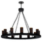 Meyda Lighting Loxley 42" 12-Light Black Chandelier With Amber Cylindres Shade Glass