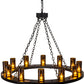 Meyda Lighting Loxley 42" 12-Light Black Chandelier With Amber Cylindres Shade Glass