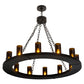 Meyda Lighting Loxley 42" 12-Light Black Chandelier With Amber Cylindres Shade Glass