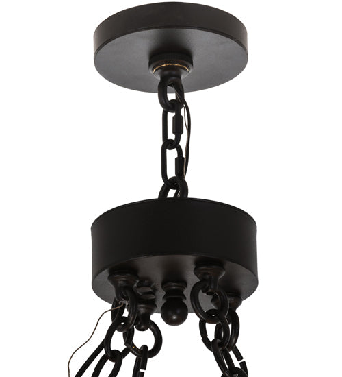 Meyda Lighting Loxley 42" 12-Light Black Chandelier With Amber Cylindres Shade Glass