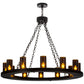 Meyda Lighting Loxley 42" 12-Light Black Chandelier With Amber Cylindres Shade Glass