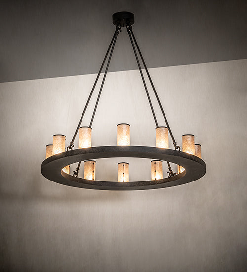 Meyda Lighting Loxley 42" 12-Light Coffee Bean Chandelier With Silver Mica Shade Glass