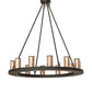 Meyda Lighting Loxley 42" 12-Light Coffee Bean Chandelier With Silver Mica Shade Glass