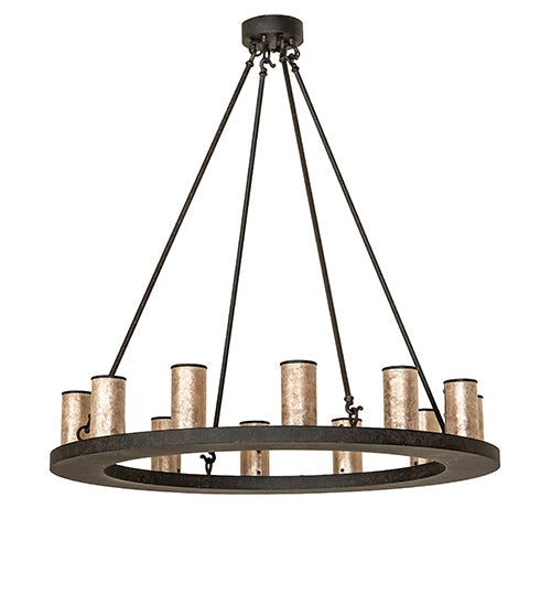 Meyda Lighting Loxley 42" 12-Light Coffee Bean Chandelier With Silver Mica Shade Glass