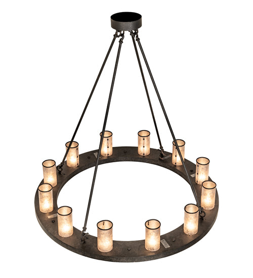 Meyda Lighting Loxley 42" 12-Light Coffee Bean Chandelier With Silver Mica Shade Glass