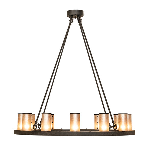 Meyda Lighting Loxley 42" 12-Light Coffee Bean Chandelier With Silver Mica Shade Glass
