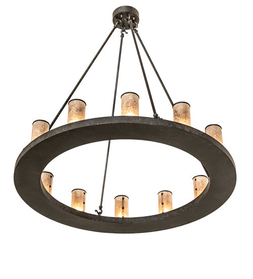 Meyda Lighting Loxley 42" 12-Light Coffee Bean Chandelier With Silver Mica Shade Glass