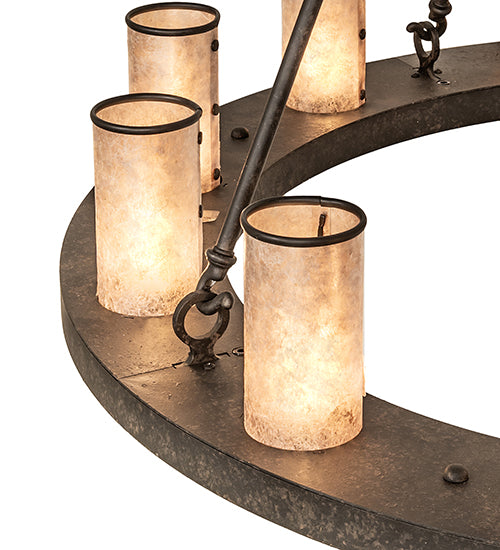 Meyda Lighting Loxley 42" 12-Light Coffee Bean Chandelier With Silver Mica Shade Glass