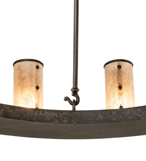 Meyda Lighting Loxley 42" 12-Light Coffee Bean Chandelier With Silver Mica Shade Glass