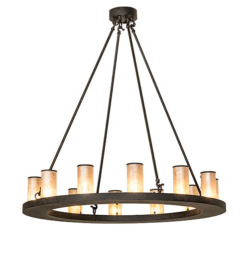 Meyda Lighting Loxley 42" 12-Light Coffee Bean Chandelier With Silver Mica Shade Glass
