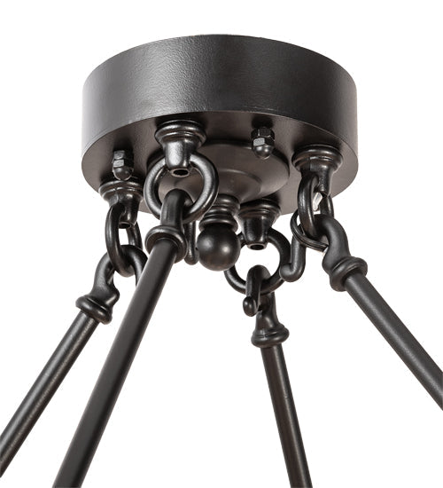 Meyda Lighting Loxley 42" 12-Light Solar Black Semi-flush Mount Light With Clear Seeded Shade Glass