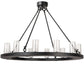 Meyda Lighting Loxley 42" 12-Light Solar Black Semi-flush Mount Light With Clear Seeded Shade Glass