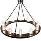 Meyda Lighting Loxley 42" 12-Light Solar Black Semi-flush Mount Light With Clear Seeded Shade Glass