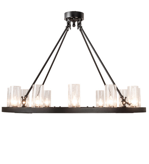 Meyda Lighting Loxley 42" 12-Light Solar Black Semi-flush Mount Light With Clear Seeded Shade Glass