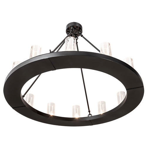 Meyda Lighting Loxley 42" 12-Light Solar Black Semi-flush Mount Light With Clear Seeded Shade Glass