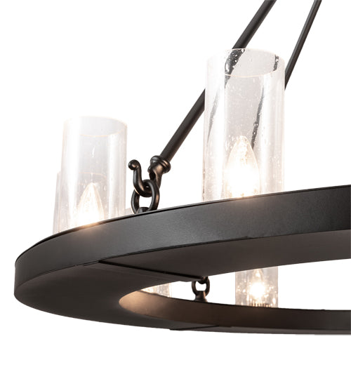Meyda Lighting Loxley 42" 12-Light Solar Black Semi-flush Mount Light With Clear Seeded Shade Glass