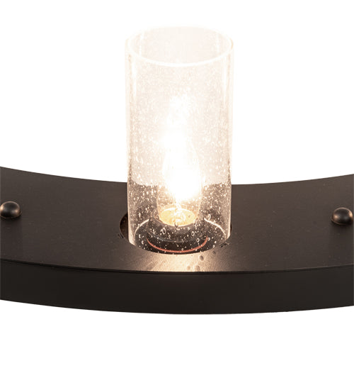 Meyda Lighting Loxley 42" 12-Light Solar Black Semi-flush Mount Light With Clear Seeded Shade Glass