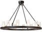 Meyda Lighting Loxley 42" 12-Light Solar Black Semi-flush Mount Light With Clear Seeded Shade Glass