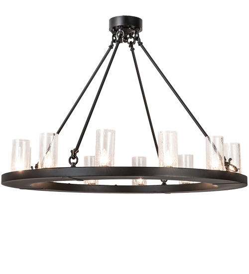 Meyda Lighting Loxley 42" 12-Light Solar Black Semi-flush Mount Light With Clear Seeded Shade Glass