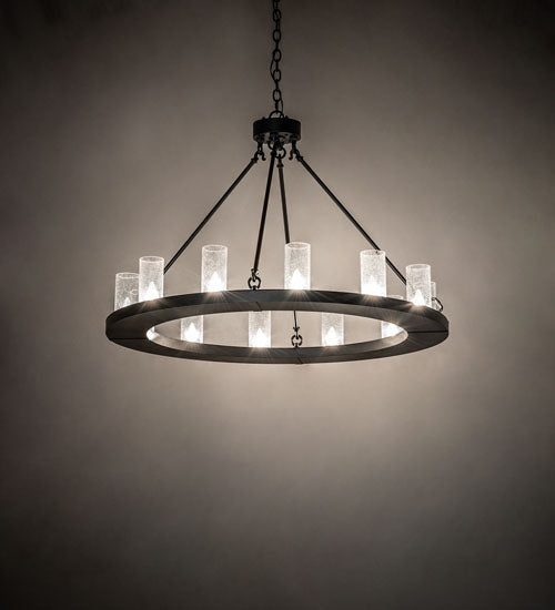 Meyda Lighting Loxley 42" 12-Light Textured Black Chandelier With Clear Seeded Shade Glass