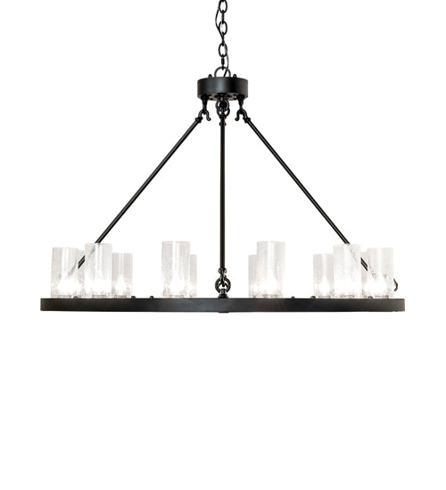 Meyda Lighting Loxley 42" 12-Light Textured Black Chandelier With Clear Seeded Shade Glass