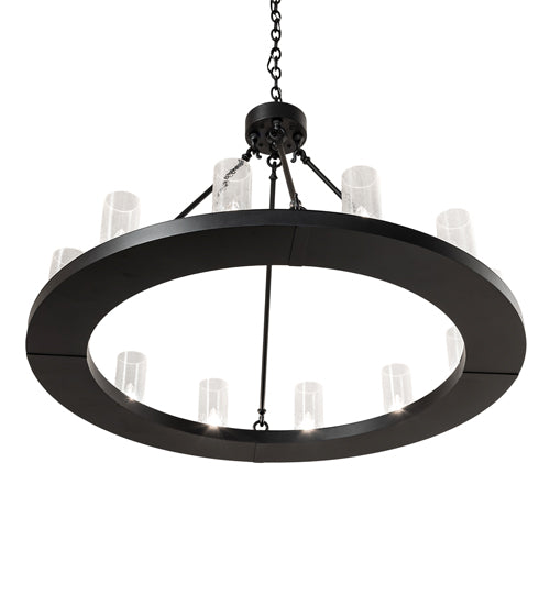 Meyda Lighting Loxley 42" 12-Light Textured Black Chandelier With Clear Seeded Shade Glass