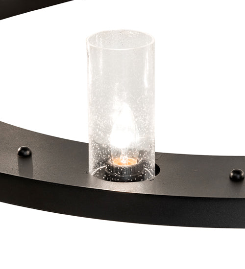 Meyda Lighting Loxley 42" 12-Light Textured Black Chandelier With Clear Seeded Shade Glass
