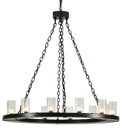 Meyda Lighting Loxley 42" 12-Light Timeless Bronze Chandelier With Clear Seeded Shade Glass
