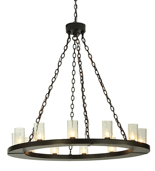Meyda Lighting Loxley 42" 12-Light Timeless Bronze Chandelier With Clear Seeded Shade Glass