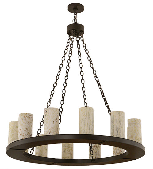 Meyda Lighting Loxley 42" 12-Light Timeless Bronze Chandelier With White and Moss Green Jadestone Shade