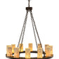 Meyda Lighting Loxley 42" 12-Light Timeless Bronze Chandelier With White and Moss Green Jadestone Shade
