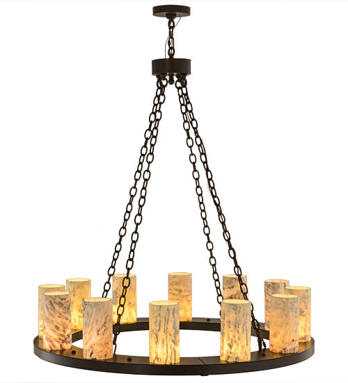 Meyda Lighting Loxley 42" 12-Light Timeless Bronze Chandelier With White and Moss Green Jadestone Shade