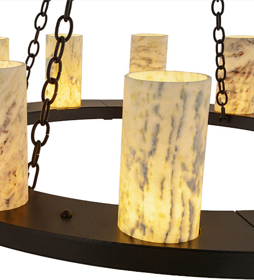 Meyda Lighting Loxley 42" 12-Light Timeless Bronze Chandelier With White and Moss Green Jadestone Shade