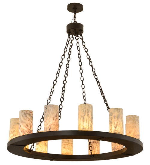 Meyda Lighting Loxley 42" 12-Light Timeless Bronze Chandelier With White and Moss Green Jadestone Shade