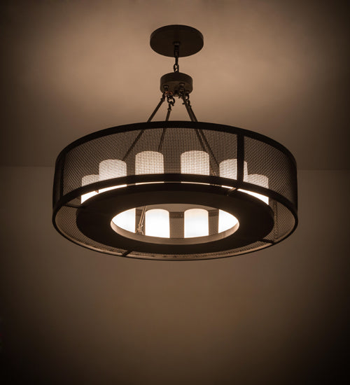 Meyda Lighting Loxley 42" 12-Light Timeless Bronze Golpe Chandelier With Whitestone Idalight Shade Glass