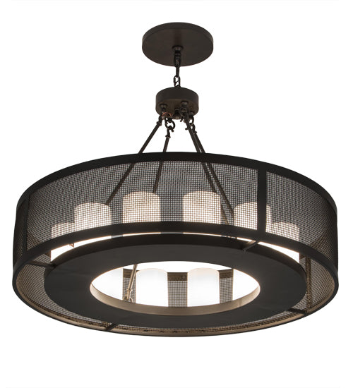 Meyda Lighting Loxley 42" 12-Light Timeless Bronze Golpe Chandelier With Whitestone Idalight Shade Glass