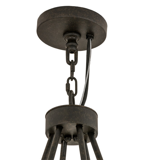 Meyda Lighting Loxley 42" 18-Light 2-Tier Chestnut Chandelier With Frosted Clear Shade Glass