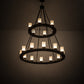 Meyda Lighting Loxley 42" 18-Light 2-Tier Chestnut Chandelier With Frosted Clear Shade Glass