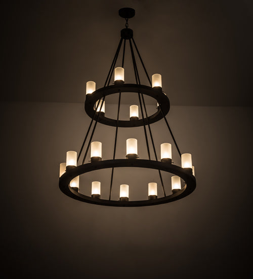 Meyda Lighting Loxley 42" 18-Light 2-Tier Chestnut Chandelier With Frosted Clear Shade Glass