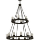 Meyda Lighting Loxley 42" 18-Light 2-Tier Chestnut Chandelier With Frosted Clear Shade Glass