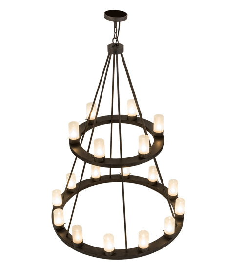 Meyda Lighting Loxley 42" 18-Light 2-Tier Chestnut Chandelier With Frosted Clear Shade Glass
