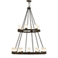 Meyda Lighting Loxley 42" 18-Light 2-Tier Chestnut Chandelier With Frosted Clear Shade Glass