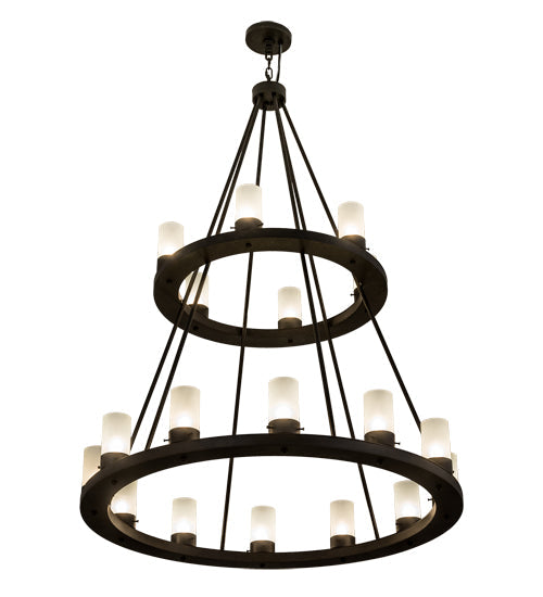Meyda Lighting Loxley 42" 18-Light 2-Tier Chestnut Chandelier With Frosted Clear Shade Glass