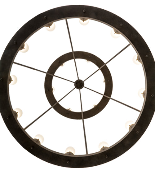 Meyda Lighting Loxley 42" 18-Light 2-Tier Chestnut Chandelier With Frosted Clear Shade Glass