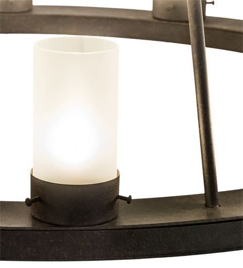 Meyda Lighting Loxley 42" 18-Light 2-Tier Chestnut Chandelier With Frosted Clear Shade Glass
