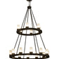 Meyda Lighting Loxley 42" 18-Light 2-Tier Chestnut Chandelier With Frosted Clear Shade Glass