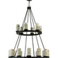 Meyda Lighting Loxley 42" 18-Light 2-Tier Chestnut Chandelier With White and Light Green Jadestone Shade